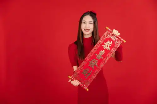 恭喜发财新年龙年春节美女人物摄影图摄影图