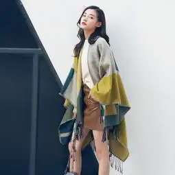 大披肩围巾开叉加厚女秋冬超长柔软棉欧美高端文艺气质款新款斗篷