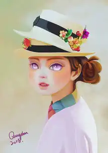戴帽子的女孩儿
